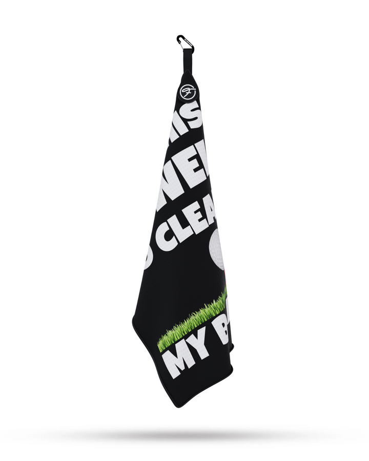 I USE THIS TOWEL TO CLEAN MY BALLS MAGNETIC GOLF TOWEL