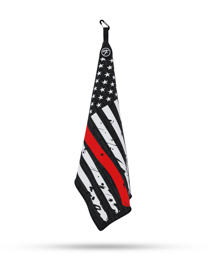 THIN RED LINE MAGNETIC GOLF TOWEL