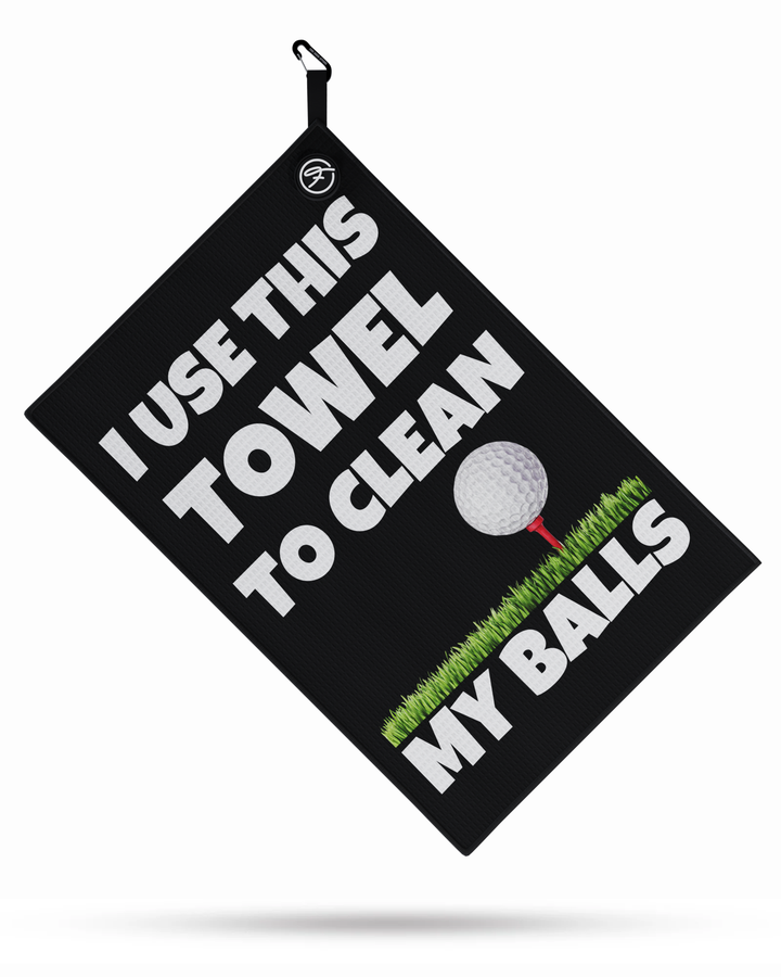 I USE THIS TOWEL TO CLEAN MY BALLS MAGNETIC GOLF TOWEL